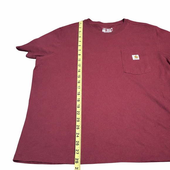 Carhartt K87 Loose Fit Heavyweight Pocket T-Shirt XL Maroon 100% Cotton - Picture 6 of 9